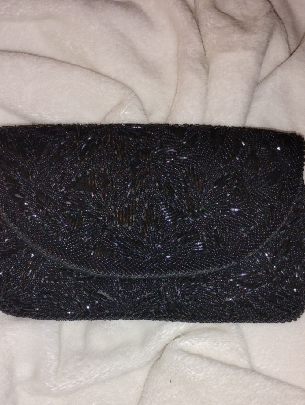 Elegant Black Beaded Evening Clutch